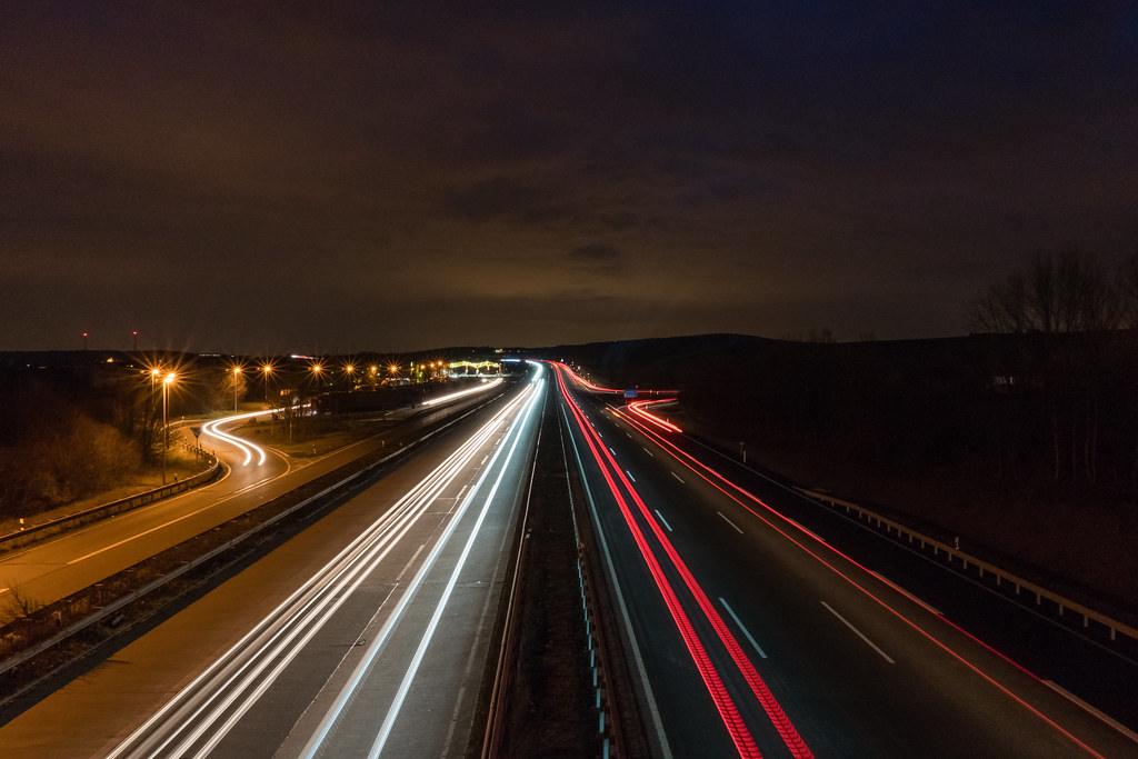 nighttime view of a motorway